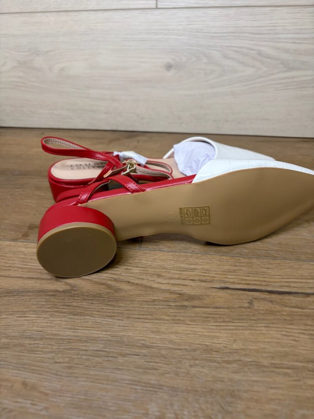 Journee Collection Brynn Block Heel Pointed Toe Flats White 9 - Picture 6 of 7